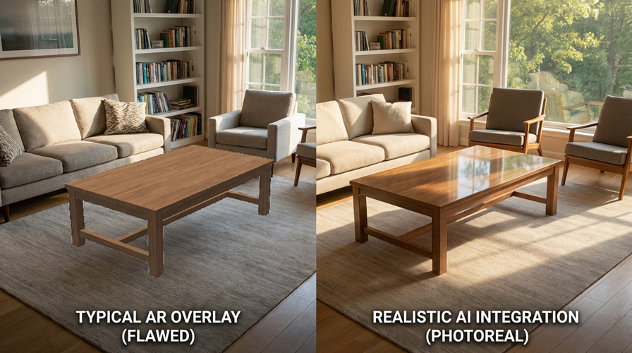 AR preview vs realistic visualization comparison