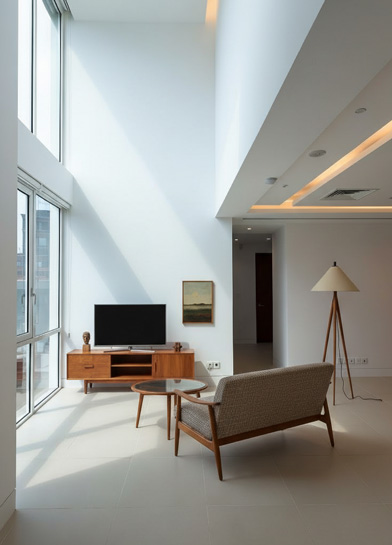 AI generated furniture visualization in living room with realistic lighting and shadows - DecorViz AI