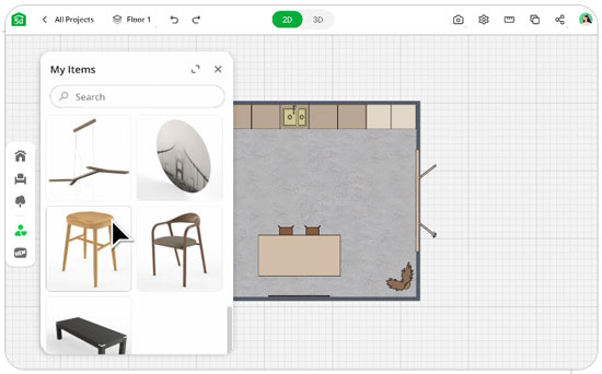 Room visualization example representing a planned interior layout workflow