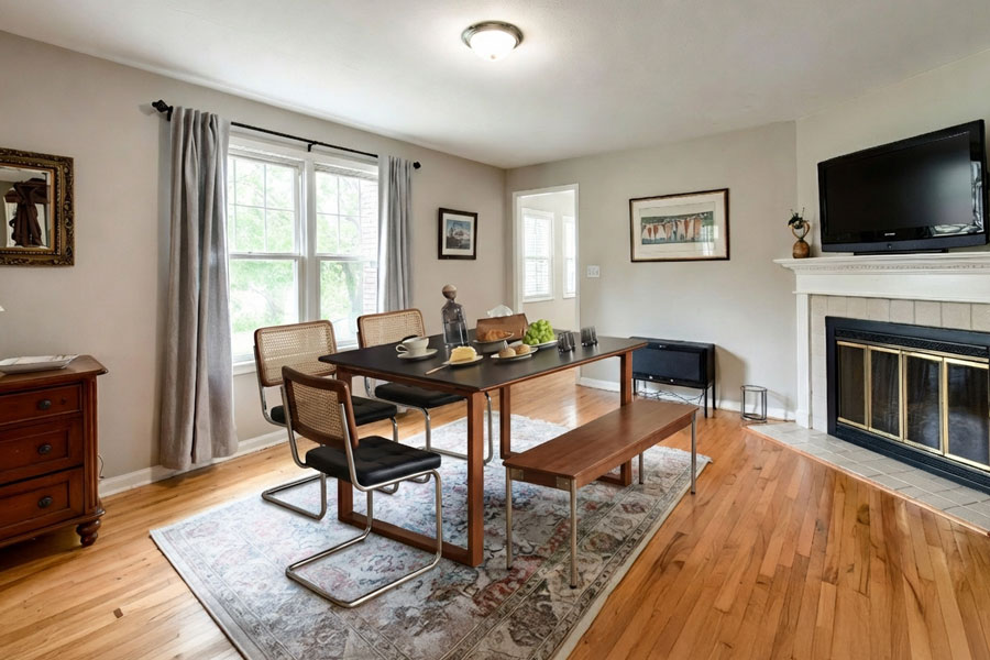 Table visualized in a real room