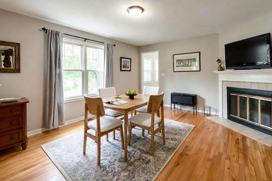 Table visualized in a real room