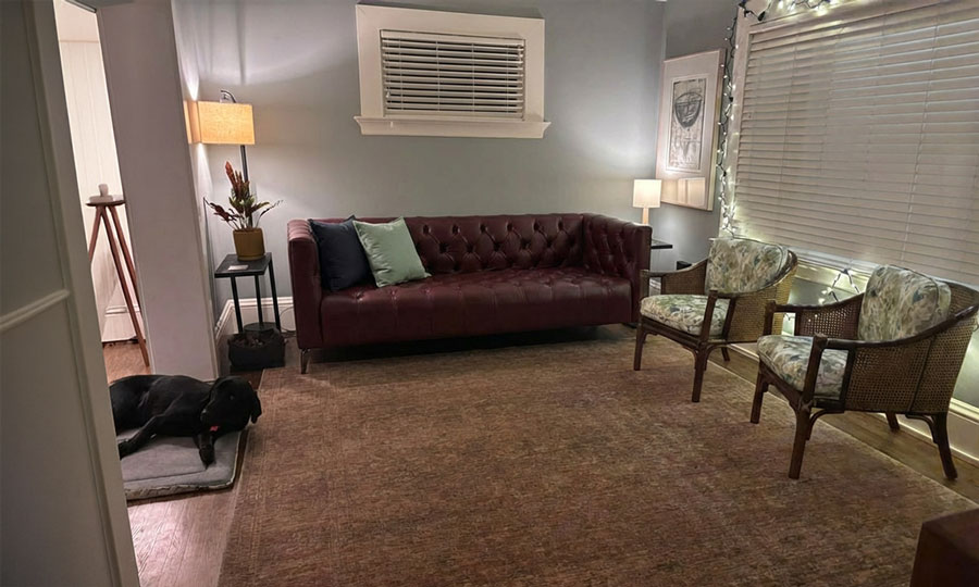 Sofa im Wohnzimmer visualisiert