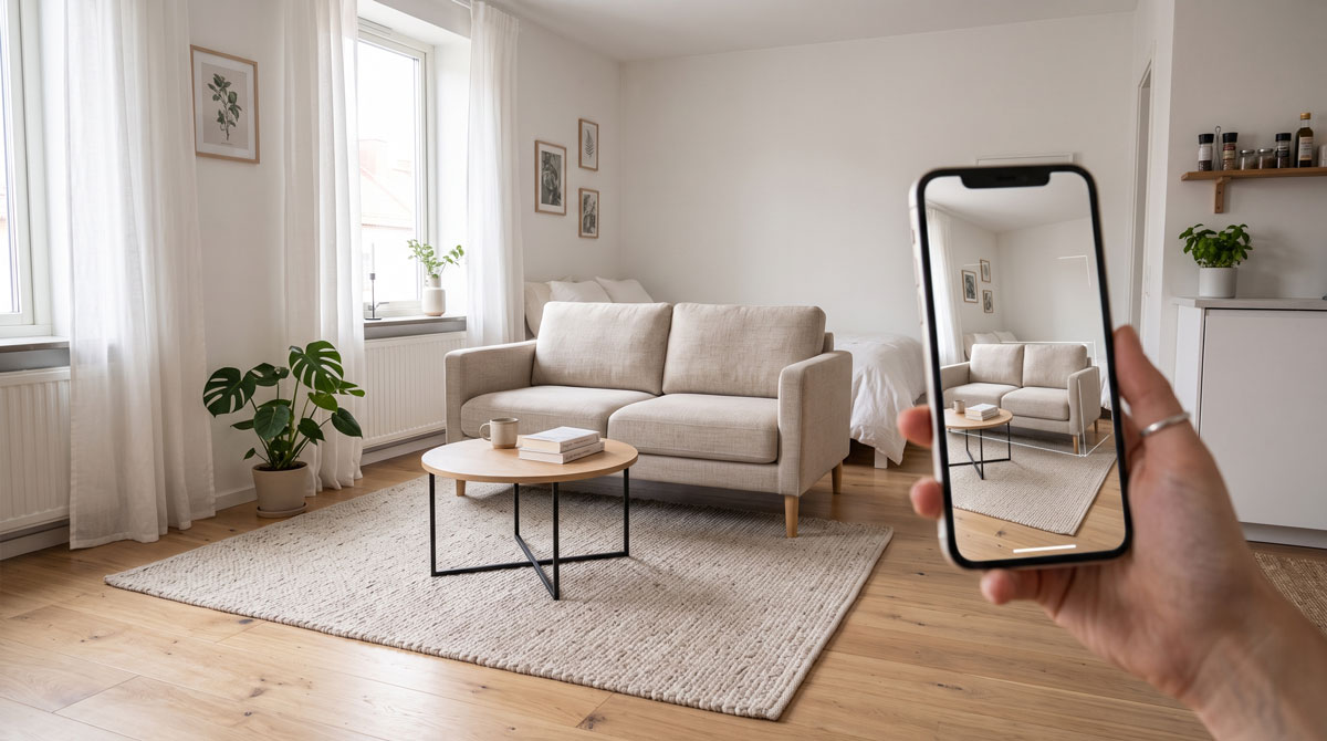 Small Apartment Furniture Ideas - Visualize before you buy with AI