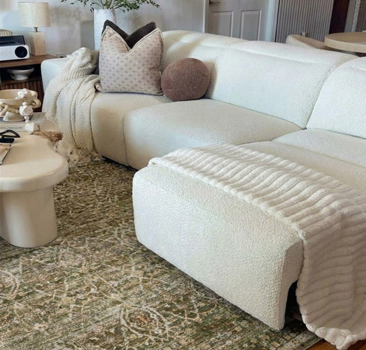 Rug placed in a real apartment living room with AI visualization (set 2)