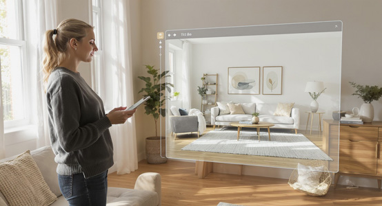 Homeowners visualizing furniture
