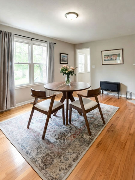 Table visualizer showing a dining table in a real room