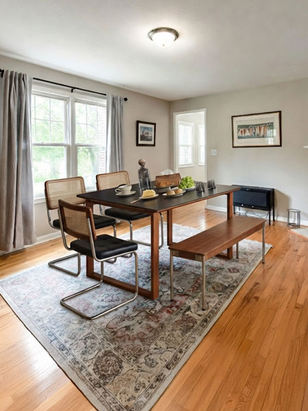 Dining table preview in a real room before buying