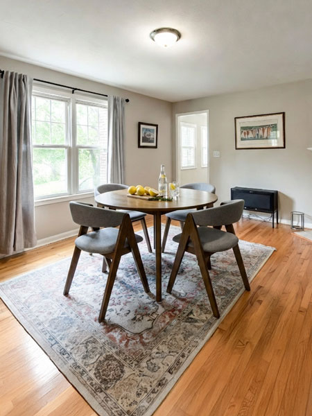 Room photo with table visualized before buying