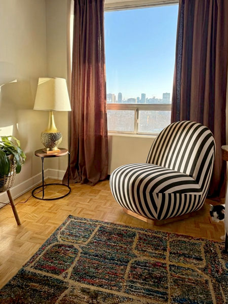 See accent chair in room preview with AI