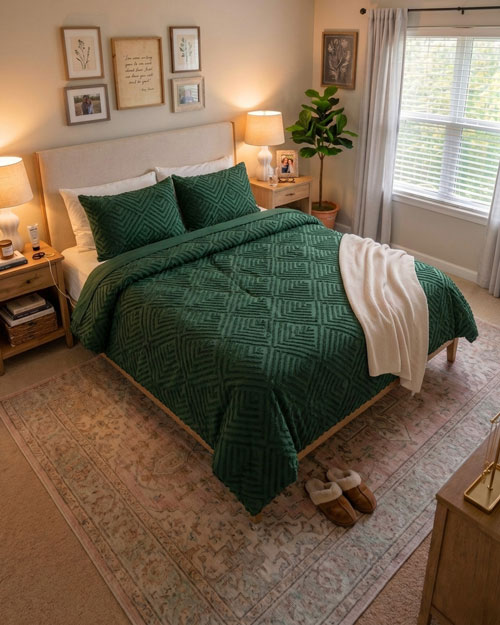 DecorViz KI Bettwäsche-Vorschau in einem Heimschlafzimmer