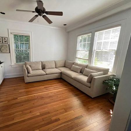 Room photo with sectional sofa visualized before buying