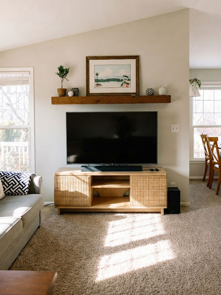 Aperçu de meuble TV dans un vrai salon avec DecorViz