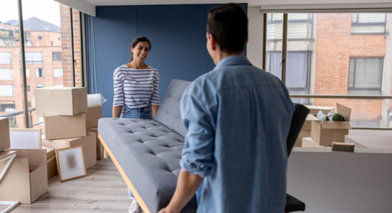 Apartment renters planning furniture